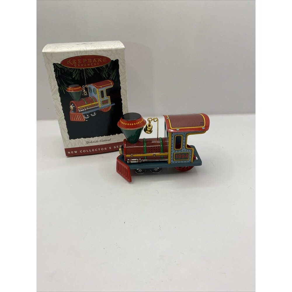 1994 Hallmark Keepsake Xmas Orn Yuletide Central LOCOMOTIVE ENGINE Train 2.5"